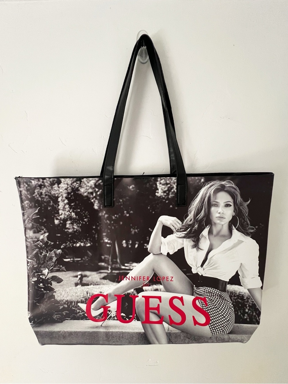 GUESS Black & White Jennifer Lopez Graphic Tote
